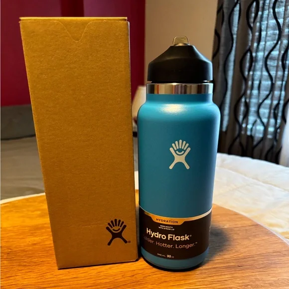 Hydro Flask | Kitchen | Copy Nib 32 Oz Hydroflask W Straw Lid Pacific Blue  | Poshmark